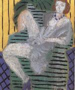 Henri Matisse Woman in an Armchair Blue and Yellow Background (mk35) oil painting on canvas